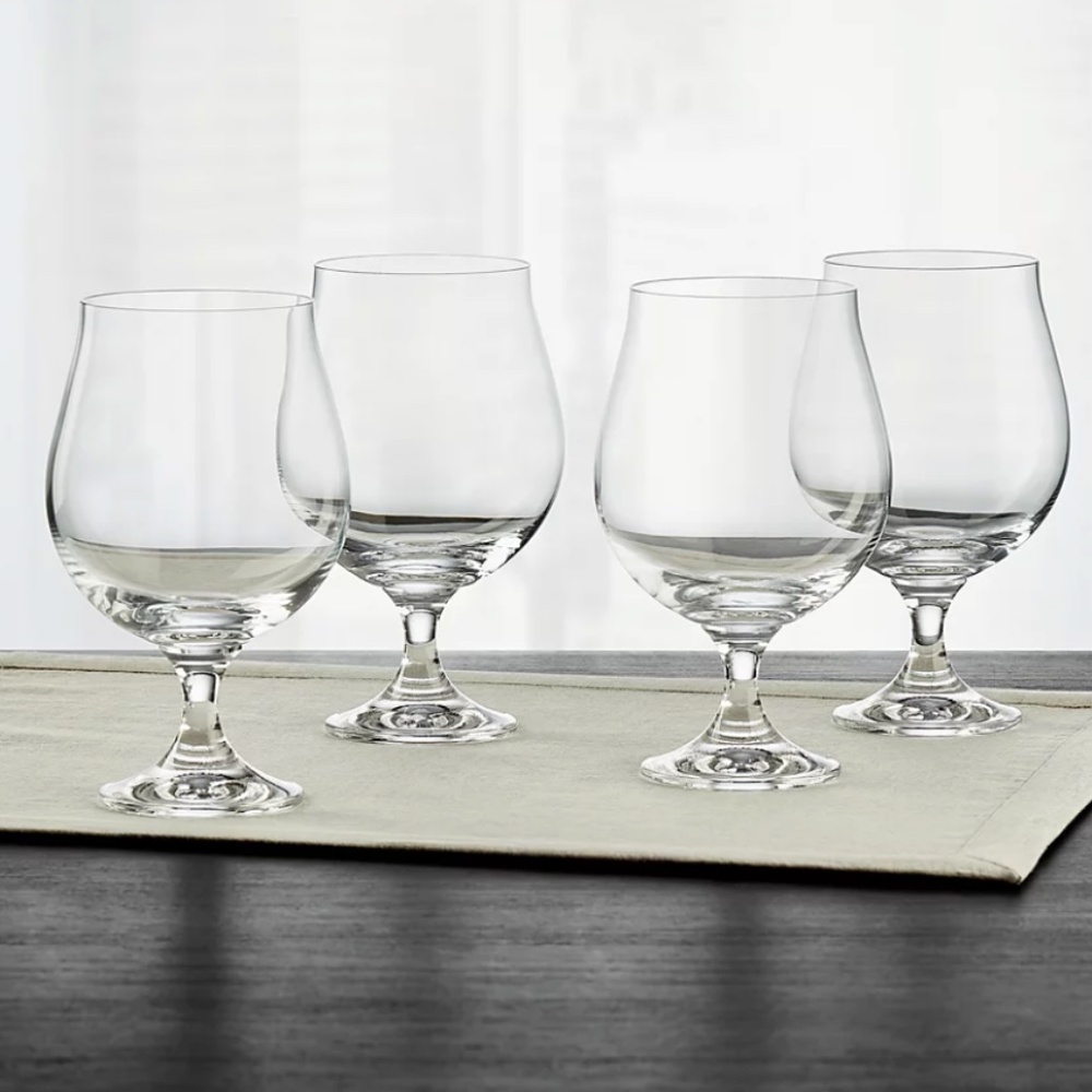 Stemmed Beer, cocktail, juice Glasses, Set of 4, Clear Hotel Collection